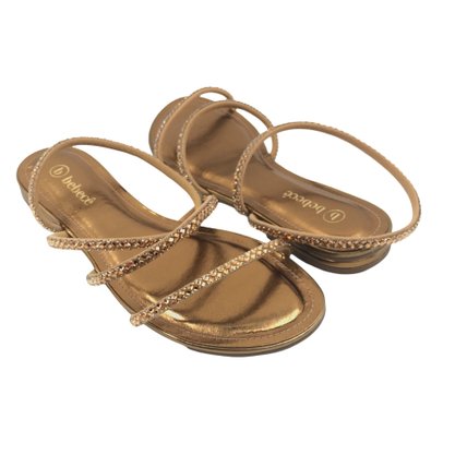 Sandália Bebecê Rasteira com Strass Bronze 1028467