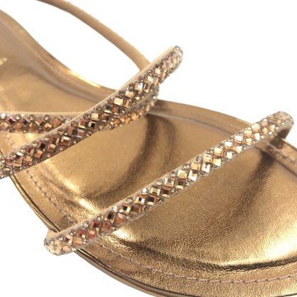 Sandália Bebecê Rasteira com Strass Bronze 1028467