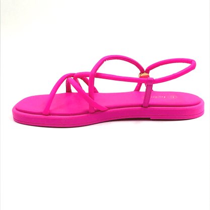 Sandália Bebecê Rasteira Multi Tiras Pink 1047522