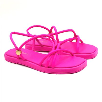 Sandália Bebecê Rasteira Multi Tiras Pink 1047522
