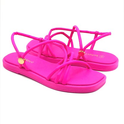 Sandália Bebecê Rasteira Multi Tiras Pink 1047522