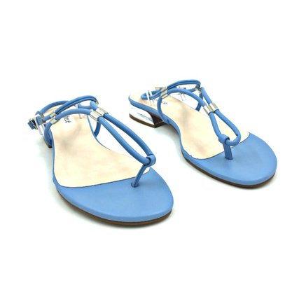 Sandália Bebecê Tiras Azul Salto Baixo 2533-404