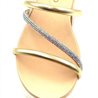 Sandália Beira Rio Papete com Strass Dourada 8387530