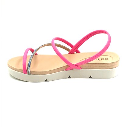 Sandália Beira Rio Papete com Strass Rosa 8387530