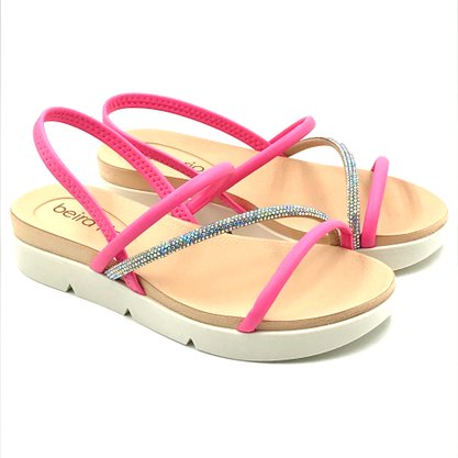 Sandália Beira Rio Papete com Strass Rosa 8387530