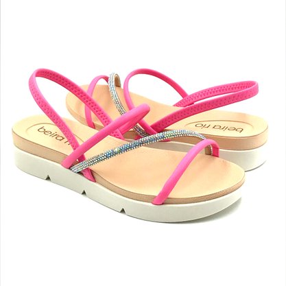 Sandália Beira Rio Papete com Strass Rosa 8387530
