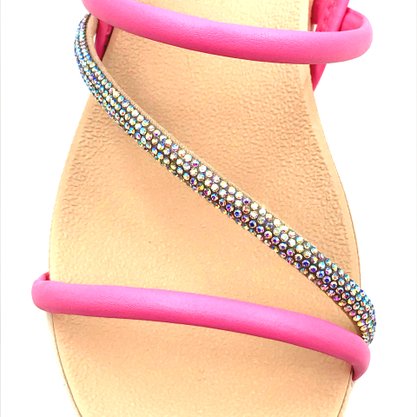Sandália Beira Rio Papete com Strass Rosa 8387530