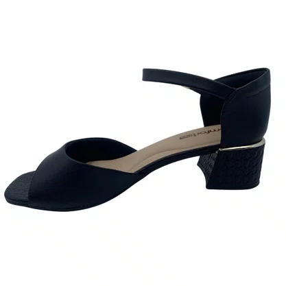Sandália Casual Comfortflex Salto Bloco Baixo Preta 2554405