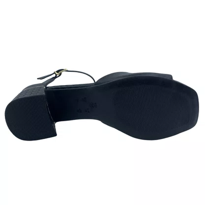 Sandália Casual Comfortflex Salto Bloco Baixo Preta 2554405