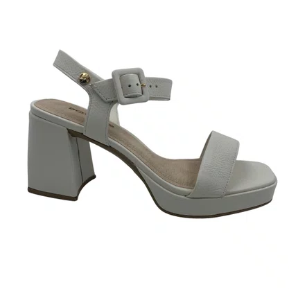 Sandália Casual Couro Bottero Salto Bloco Off White 356310
