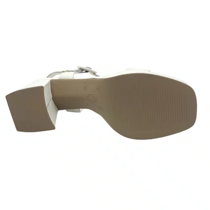 Sandália Casual Couro Bottero Salto Bloco Off White 356310