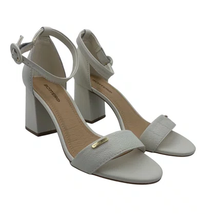 Sandália Casual Couro Bottero Salto Bloco Off White 372001