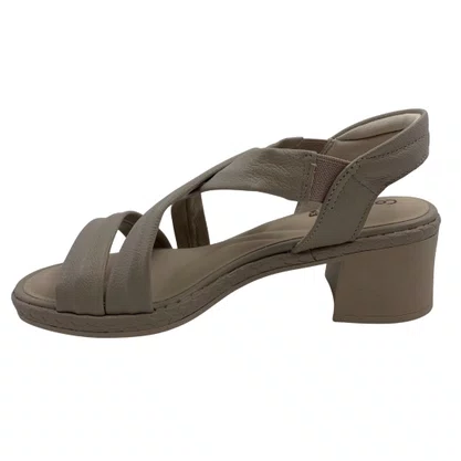 Sandália Casual Couro Comfortflex Salto Bloco Bege 2567403