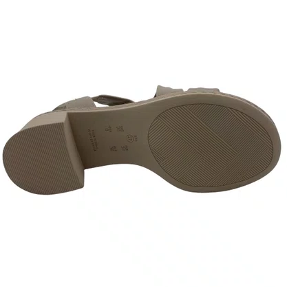 Sandália Casual Couro Comfortflex Salto Bloco Bege 2567403