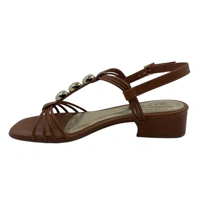 Sandália Casual Ramarim Salto Baixo Marrom 2548203