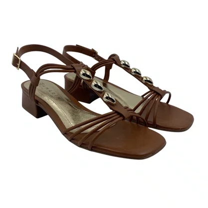 Sandália Casual Ramarim Salto Baixo Marrom 2548203