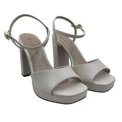 Sandália Casual Ramarim Salto Bloco Alto Off White 2557201
