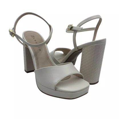 Sandália Casual Ramarim Salto Bloco Alto Off White 2557201
