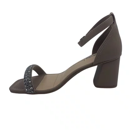 Sandália Casual Salto Bloco Dakota com Strass Cinza 9766