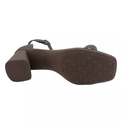 Sandália Casual Salto Bloco Dakota com Strass Cinza 9766