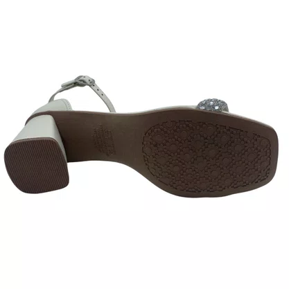 Sandália Casual Salto Bloco Dakota Strass Off White 9766