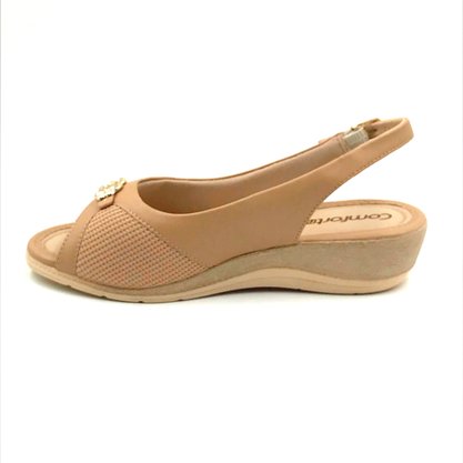Sandália Comfortflex Anabela Calce Fácil Bege 2396403