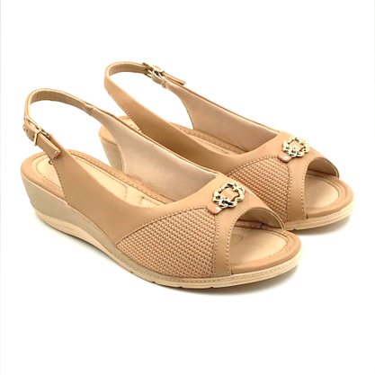 Sandália Comfortflex Anabela Calce Fácil Bege 2396403