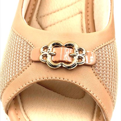 Sandália Comfortflex Anabela Calce Fácil Bege 2396403