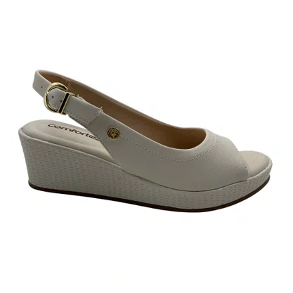 Sandália Comfortflex Anabela Off White 2653405