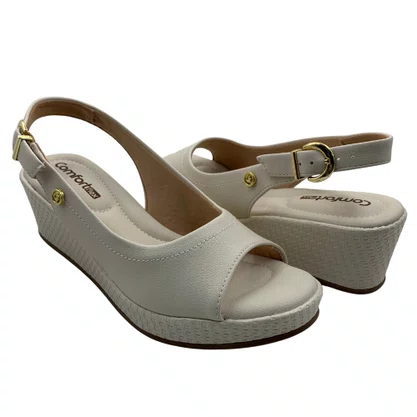 Sandália Comfortflex Anabela Off White 2653405