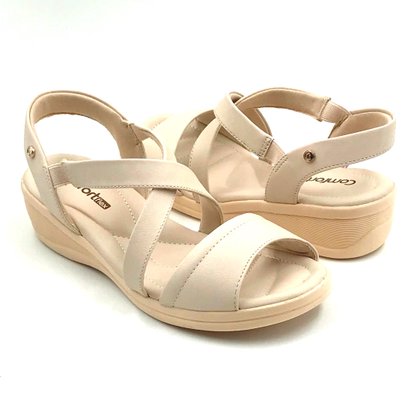 Sandália Comfortflex Bege Anabela 2388404