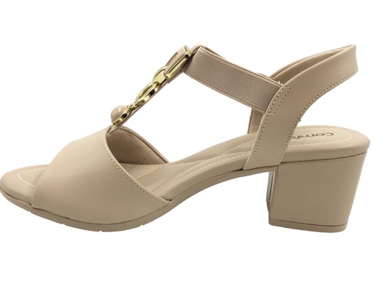 Sandália Comfortflex Calce Fácil Salto Bloco Nude 2457402