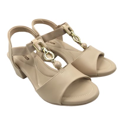 Sandália Comfortflex Calce Fácil Salto Bloco Nude 2457402