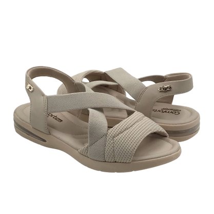 Sandália Comfortflex Papete Amortecimento Bege 2366402