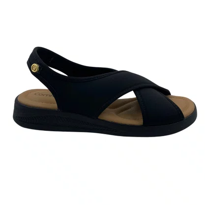 Sandália Comfortflex Preta Calce Fácil para Joanete 2634405