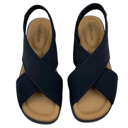 Sandália Comfortflex Preta Calce Fácil para Joanete 2634405