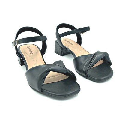 Sandália Comfortflex Preta Salto Grosso 2167404