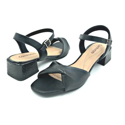 Sandália Comfortflex Preta Salto Grosso 2167404