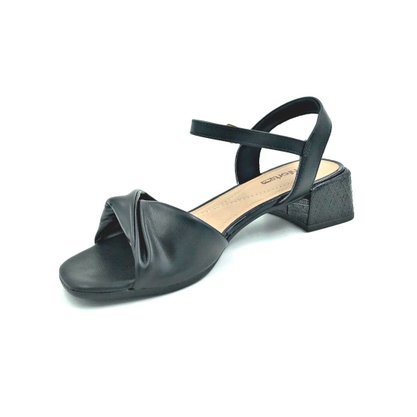 Sandália Comfortflex Preta Salto Grosso 2167404