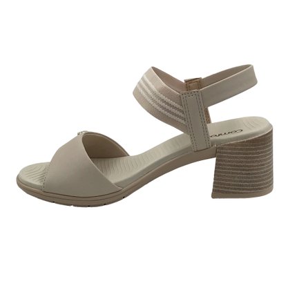 Sandália Comfortflex Salto Bloco Bege 2361402