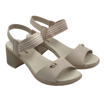 Sandália Comfortflex Salto Bloco Bege 2361402