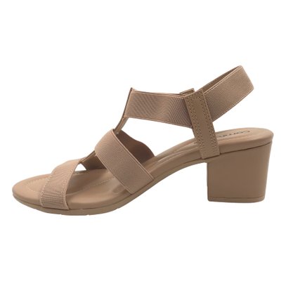 Sandália Comfortflex Salto Bloco Elástico Bege 2457403
