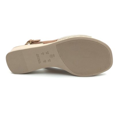 Sandália Comfortflex Slingback Anabela Bege 2470405