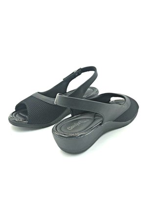Sandália Comfortflex Tecido Preto Anabela Joanete 2096404