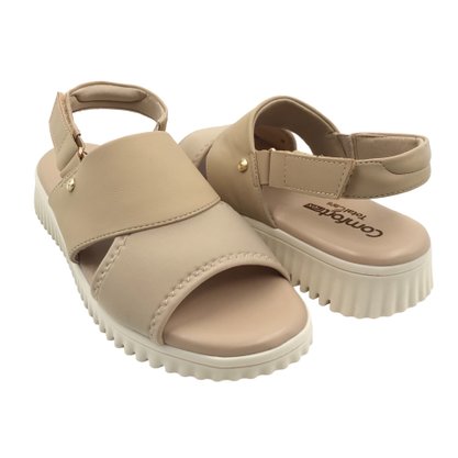 Sandália Comfortflex Total Care Calce Fácil Nude 2449401