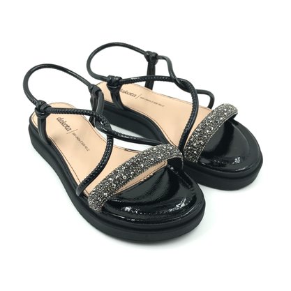 Sandália Dakota FlatForm com Brilho Calce Fácil Preta 7631