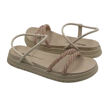 Sandália Dakota Papete com Strass Nude 6892