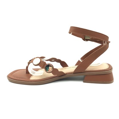 Sandália Dakota Salto Baixo com Detalhe Marrom 8151