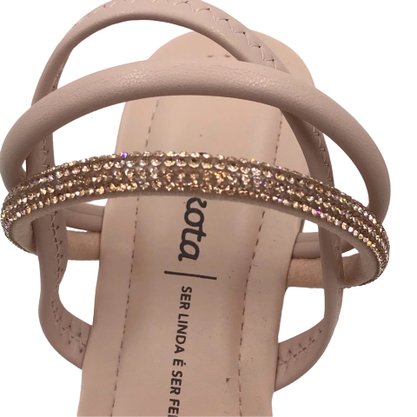 Sandália Dakota Salto Bloco com Strass Nude 6875