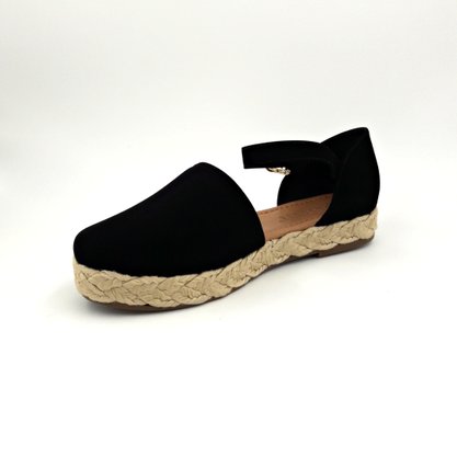 Sandália Espadrille Preta Bebecê Calcanhar Fechado